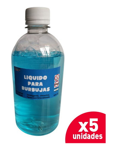 Combo Liquido X5 Unidades Para Burbujas Repuesto Burbujero
