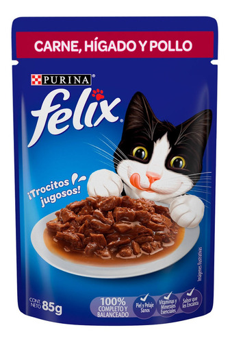 Alimento Gato Felix Carne Hígado Pollo Sobre 85g Purina