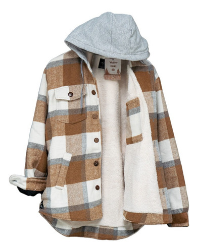 Campera Alaska Con Corderito Barrow Marron Y Off White