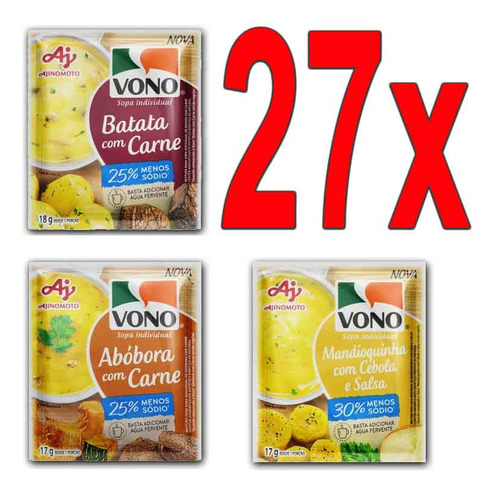 Vono Novo Menos Sódio 27 Atacado Kit Sabores Sortidos