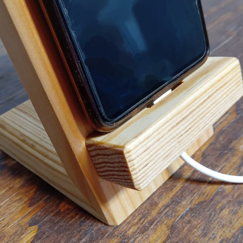 12p Base Porta Celular En Madera Rustica Natural Minimalista