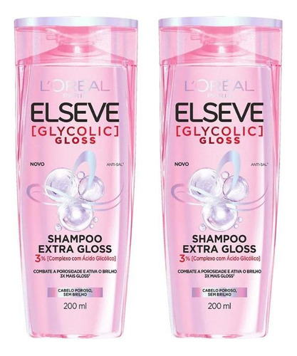  Elseve Shampoo elseve 200ml glycolic gloss - kit c/2un Kit