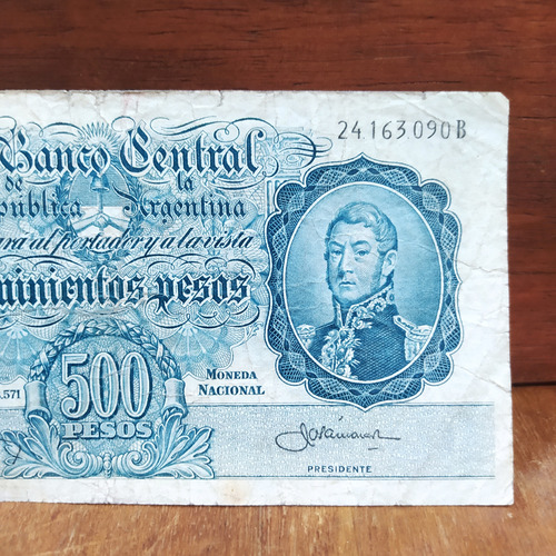 Antiguo Billete 500 Pesos Mon Nac San Martín Joven Bott 2106