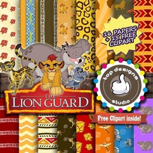 Kit Imprimible Pack Fondos Clipart - El Leon Guardian Disny