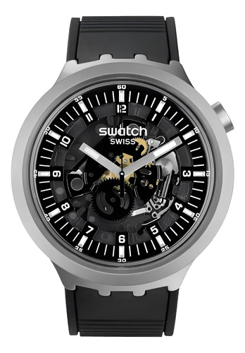 Relógio Swatch Big Bold - Dark Irony Preto Prata Mostrador Preto (Usado)