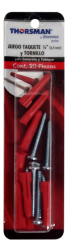 Kit Taquete 10 Pz Y Tornillo 10 Pz 1/4 Thorsman Tpx2