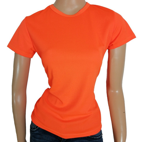 Playera Para Sublimar Deportiva Naranja Neón Mujer 