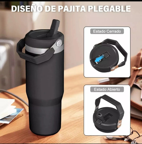 Botella Simil Stanley Flyp Straw 900ml Varios Colores Agua