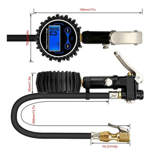 Manômetro Digital Para Encher Pneus De 0 A 200 Psi