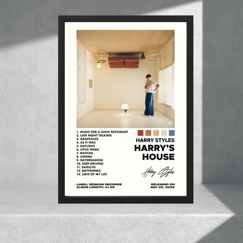 Cuadro Decorativo Harry Styles, Harry's House - A3 30x40 Blanco Negro