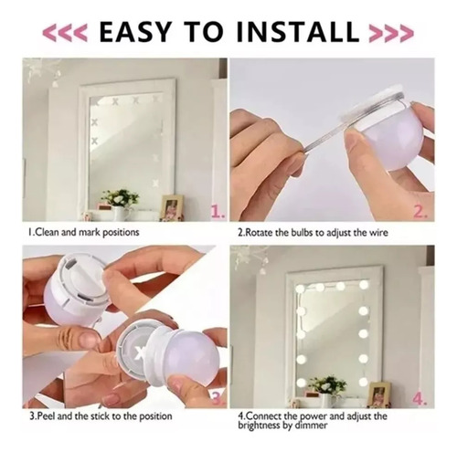Pack X2 Luces Para Espejo Tocador Maquillaje 10led Bombillas