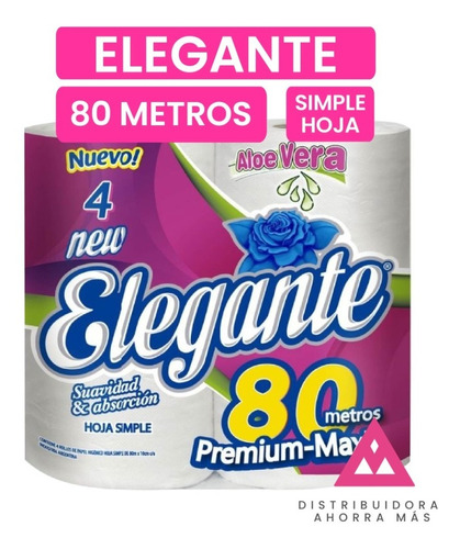 Papel Hig Elegante Aloe Vera 80 Mts H Simple X 4 Rollos