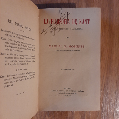 La Filosofía De Kant Manuel Morente Tapa Dura