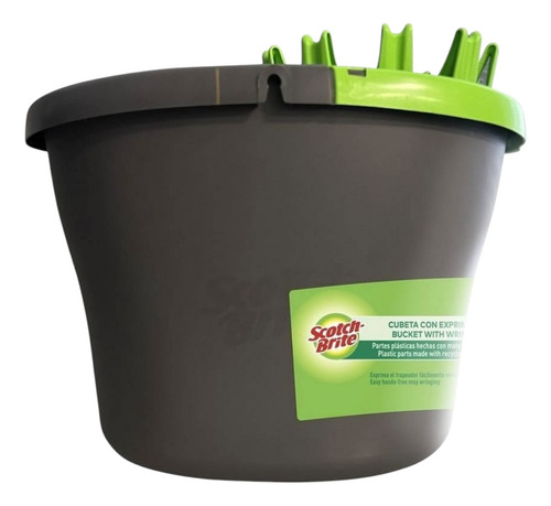 Cubeta Con Exprimidor Scotch Brite 10 L Color Gris Verde