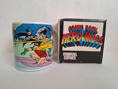 Taza Vaso Vintage De Batman Y Robin Año 1989 Applausse Azul (Usado)