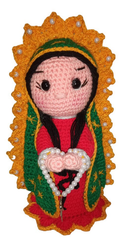 Virgen De Guadalupe Tejida Con Camándula , Amigurumi