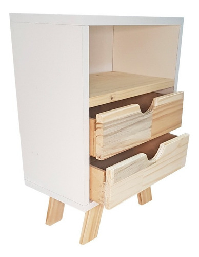 Imagen 6 de 10 de Combo De 2 Mesa De Luz Pino Y Melamina - Escandinava Nordica