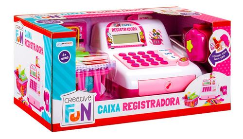 Caixa Registradora Infantil Moeda Cartão Dinheiro - Rosa