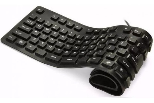 Teclado Flexível Silicone Usb Dobrável - Notebook Pc Tablet Cor de teclado Preto Idioma Português Brasil