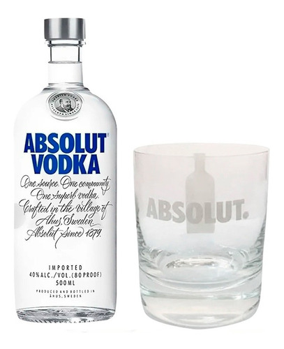 Vodka Absolut Clásico 750ml + Vaso Absolut 368ml De Regalo!