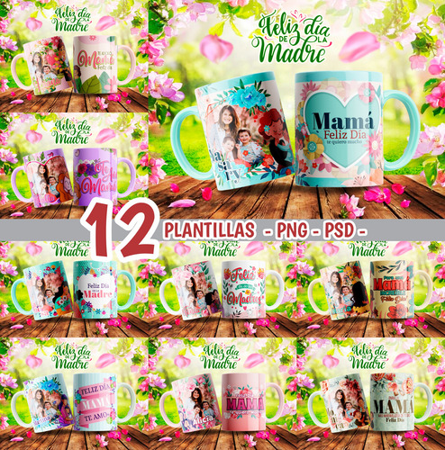 12 Diseños Digitales Dia De Las Madres Png Tazas Madrecita