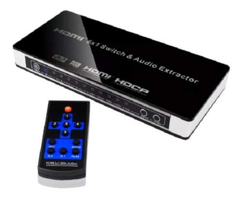 Imagem 1 de 4 de Chave Seletora Hub Switcher Hdmi 5x1 Portas + Extrator Audio