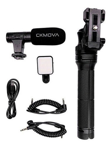 Mini Tripé Com Microfone E Led Ckmova Mst2 Cor Preto