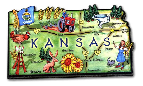 Kansas Artwood State Magnet Recuerdo Coleccionable Classic M