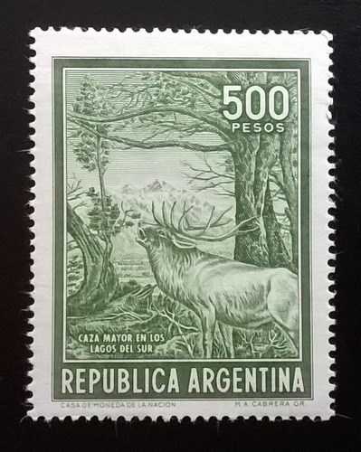 Argentina Fauna, Sello Gj 1322 Ciervo 500p 1966 Mint L11724