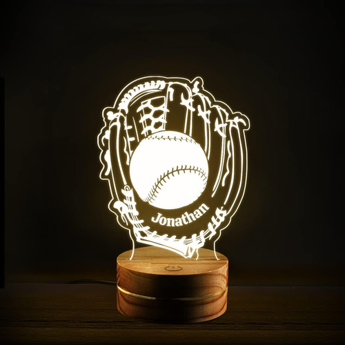 Luz Nocturna De Béisbol Personalizada Base De Nombre Persona