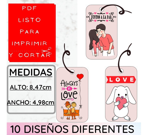 Imagen 2 de 4 de Kit Imprimible A Color Pdf1 14 De Febrero Tarjetas Etiquetas