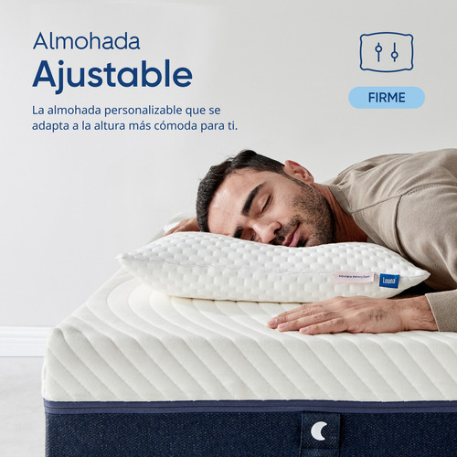 Almohada Luuna Ajustable Firme 4 Pack Estándar, Memory Foam Blanco