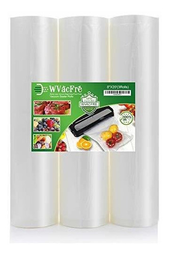 Wvacfre 3pack 8''x20' Food Saver Vacuum Sealer Bags Rolls Wi