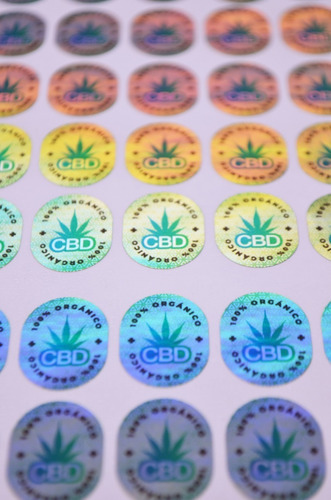 Holograma Cbd 100% Organico / Sello / 250 Pzs 20 Mm Color Holografico