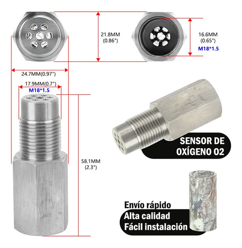 3 Conectores Del Sensor De Oxígeno Comprobar Código M18*1.5