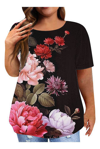 Blusa Holgada De Encaje Con Cuello En V, Talla Grande, Panta
