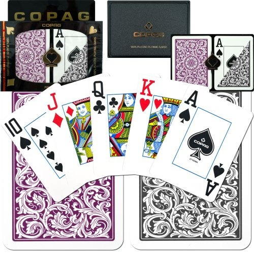 Naipes De Poker Púrpura Y Gris Tamaño Jumbo Index Copag