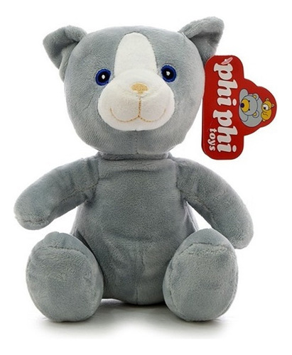 Peluche Gato Sentado Gris 20cm Original Tv Nvo 8088 Bigshop