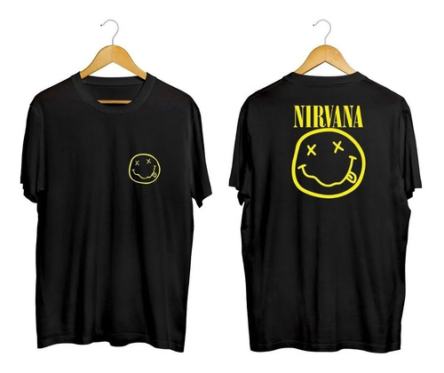 Remera Nirvana Banda Carita Amarilla Logo