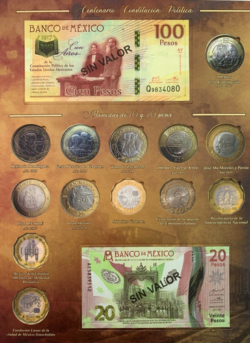 Imagen 5 de 10 de Álbum Tríptico Para Monedas Conmemorativas $5 $20 Y Billetes