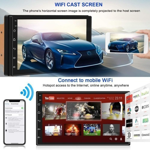 Imagen 3 de 9 de Estéreo Para Auto Con Wifi Gps Android 9.1 Y Vidrio Templado