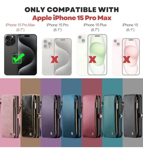 Funda Cartera Para iPhone 15 Pro Max Luxury Coffee 6.7 PuLG