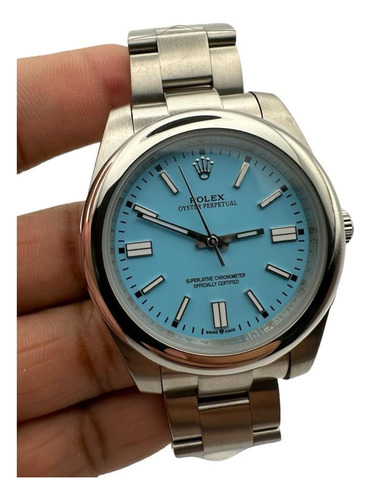 Reloj Premium Rolex Oyster Perpetual Azul Tiffany 41mm Autom (Reacondicionado)