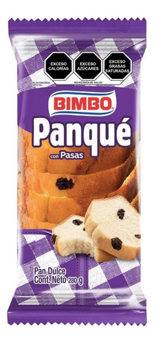 2 Pzas Panqué Bimbo Con Pasas 280 G