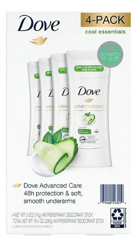 Desodorante Dove Advance Care Cool Essentials 4 Piezas/74g
