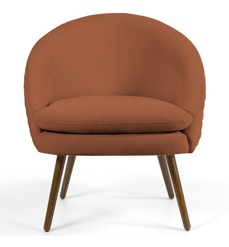 Poltrona Decorativa Pés Palito Rafa B-235 Linho Telha - Domi Cor Laranja Desenho do tecido Liso