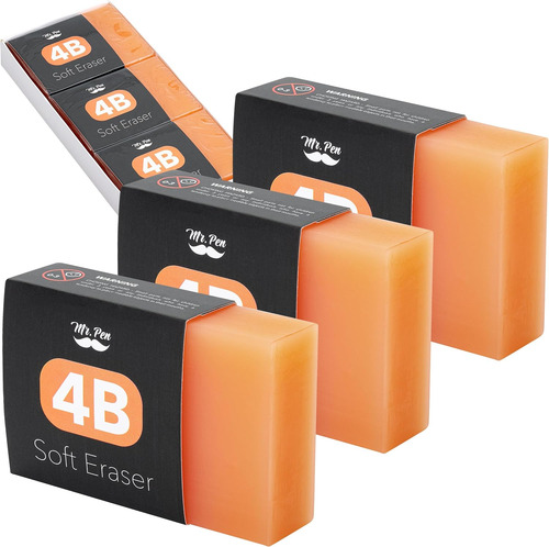 Extra Large 4b Soft Erasers, 3 Pack, 3  X2  Pencil Eras...