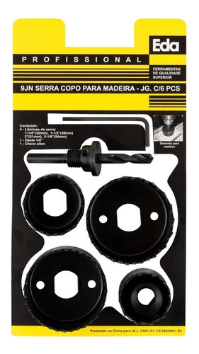 Serra Copo Para Madeira Gesso E Pvc Com 6 Pecas