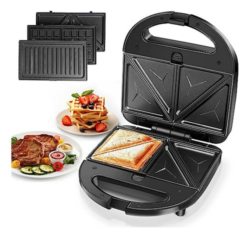 Sandwichera Panini 3 En 1 Con Placas Antiadherentes, 750w