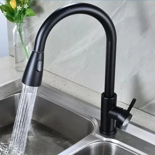 Grifo Llave Monomando Lavaplatos Extensible Flexible Negra